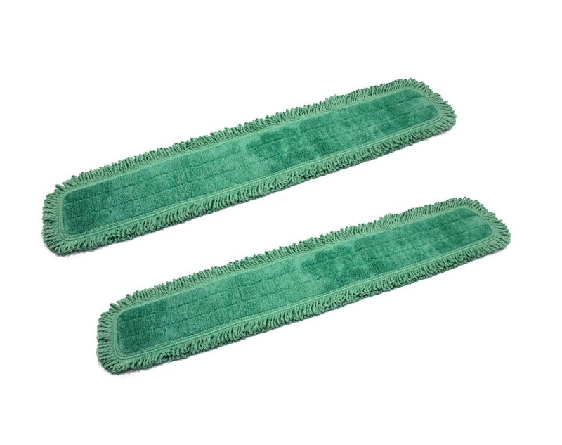 Real Clean 48 Inch Green Fringe Microfiber Dust Mop Pads Pack of 2